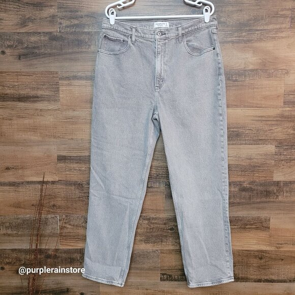 Abercrombie & Fitch Jeans 14 R The 90's Straight Ultra High Rise Gray Wash Denim - Picture 1 of 10